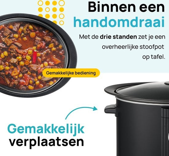 MOA - Slowcooker Digital - 6,5 Liter - BPA-frei - SC65DB - Schwarz