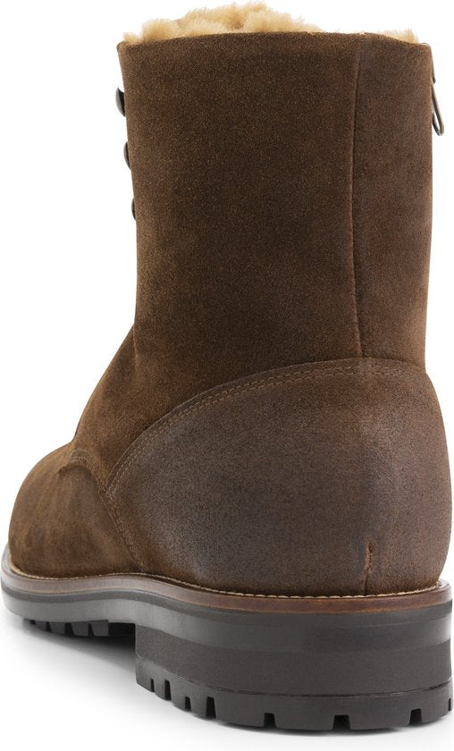 Travelin' Hosio Herren-Schnürstiefel - Lammy-Wollfutter - Cognacbraunes Wildleder
