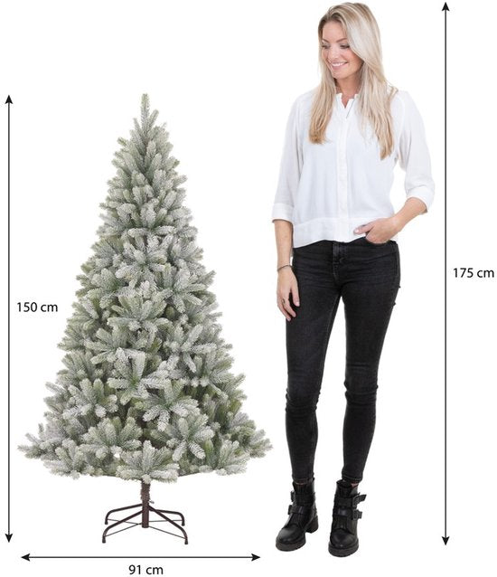 Black Box Trees Nagoya Weihnachtsbaum „Frosted“ mit Scharnierkonstruktion – Kunstbaum mit voller Ausstrahlung und 738 Zweigen – Weihnachtsdekoration für den Innenbereich – H 150 x Ø 91 cm – Grün