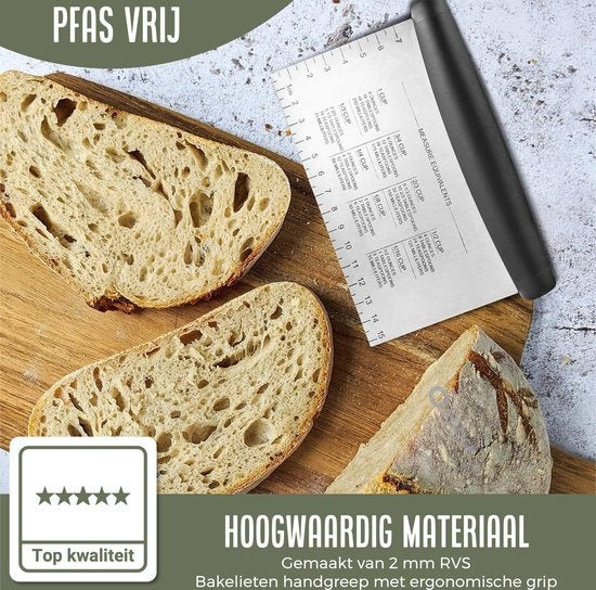 COOCK - Ergonomischer Teigschneider aus Edelstahl - Teigschaber - Pizzamesser - Gemüseschneider - Kuchen- und Tortenschaber