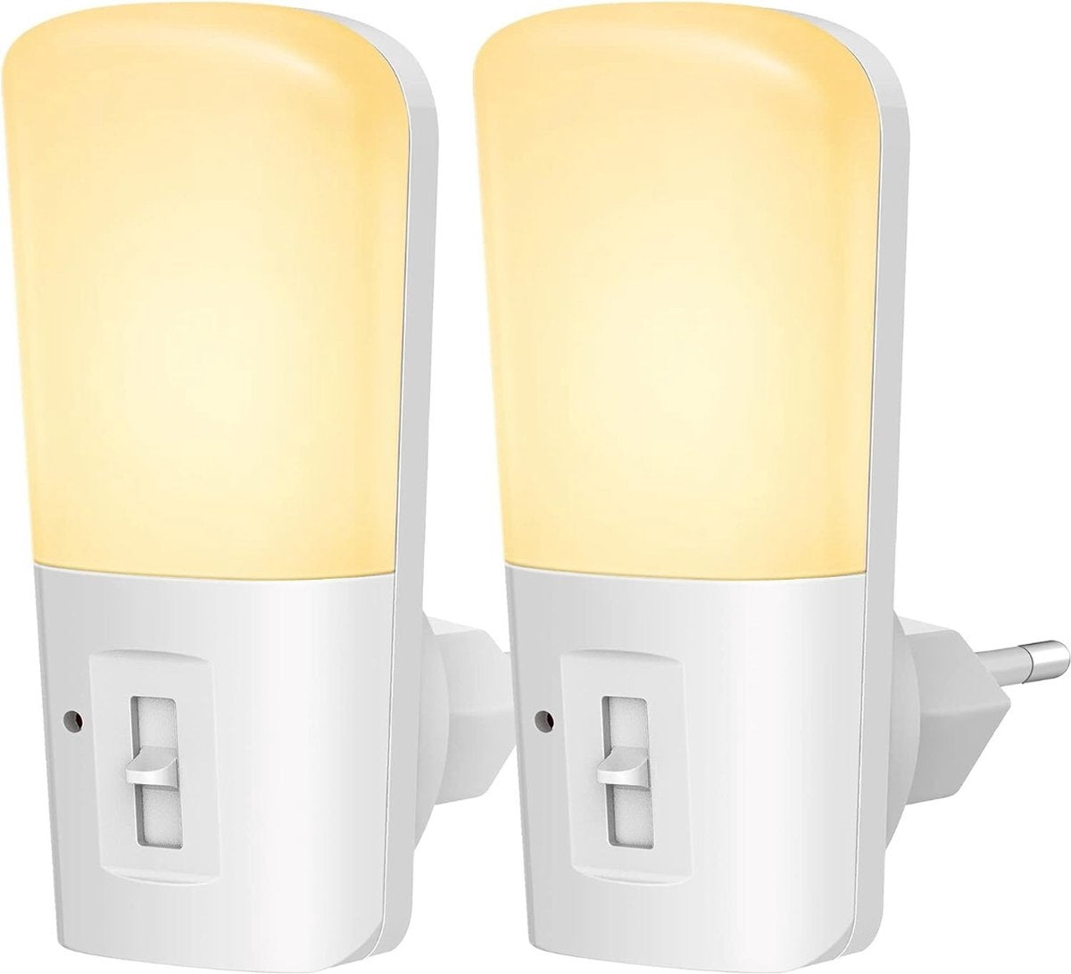 Qumax LED Nachtlicht Sockel 2 Stück - Dimmbare Nachtlichter mit Sensor - Babyzimmer Nachtlicht - Tag und Nacht Sensor - Kinder & Baby - Weiß