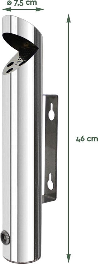 BRASQ Wandaschenbecher Edelstahl Outdoor-Aschenbecher mit 1,7 Liter Fassungsvermögen - Ø7,5x(H)45 cm