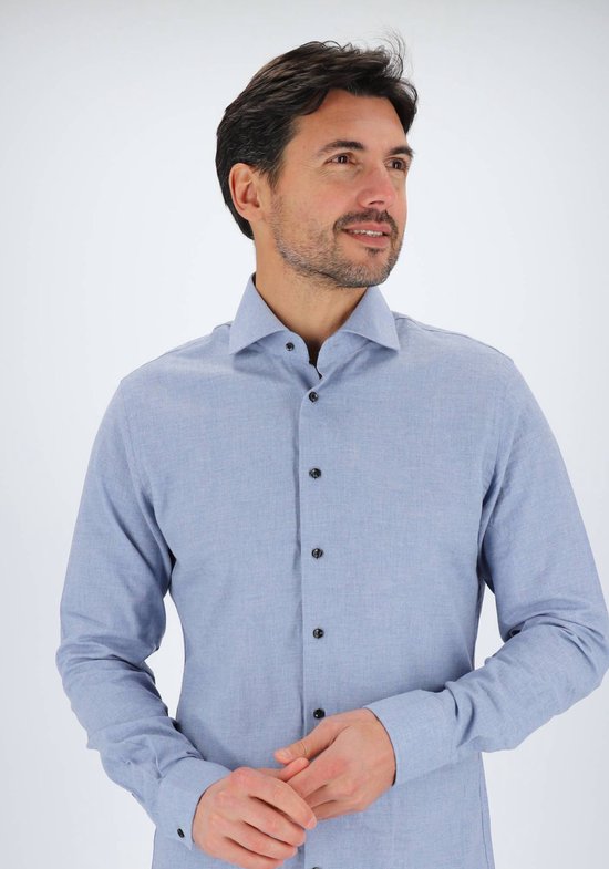 Michaelis Slim Fit Herrenhemd - Dobby - blau - Bügelfrei - Kragenweite: 39