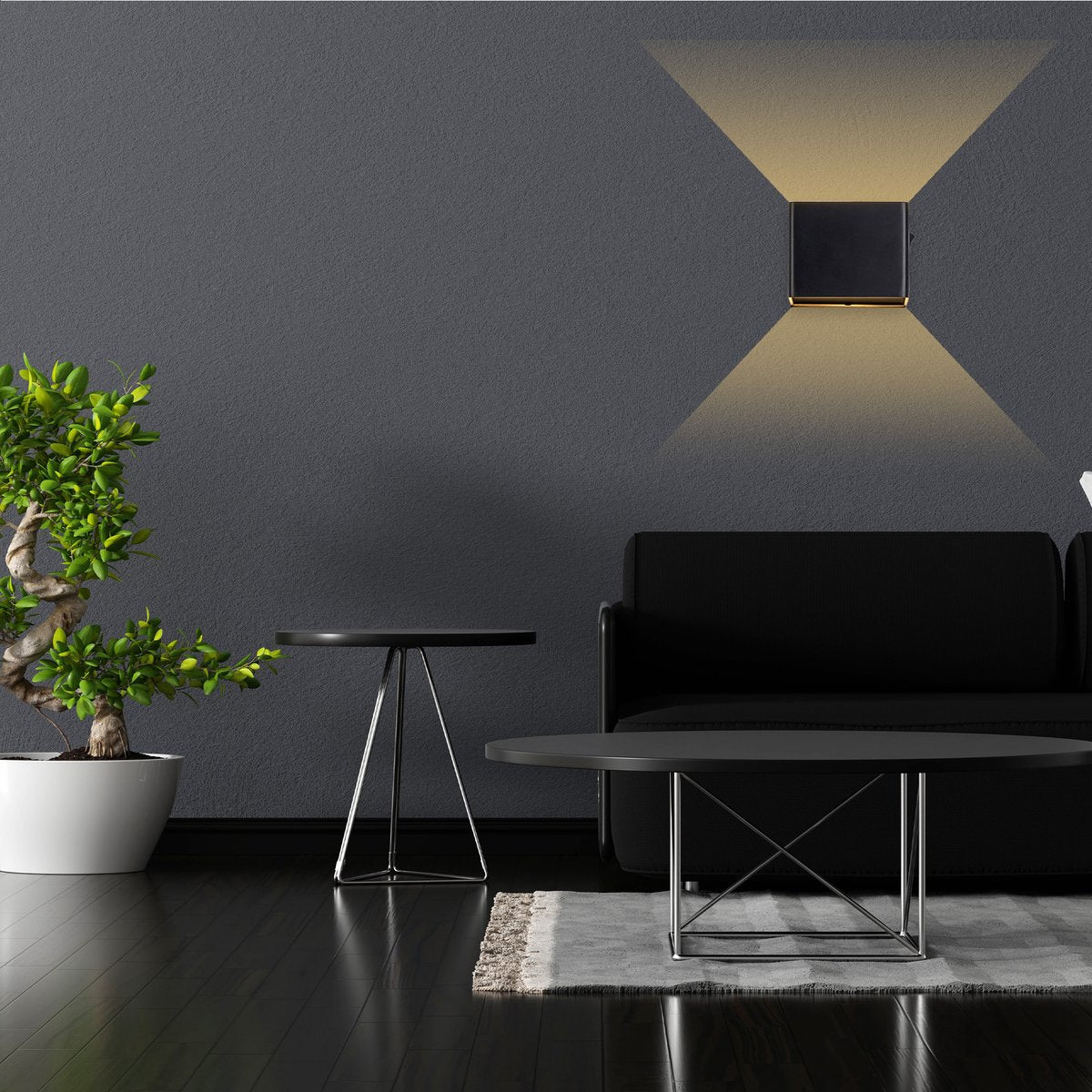 Techvavo® Wiederaufladbare Wandleuchte Schwarz - 1 Stück - 19x4x1,8 cm - Intelligenter Bewegungssensor - Für den Innenbereich - USB Wiederaufladbar - Kabellos - Wohnzimmer, Badezimmer, Schlafzimmer