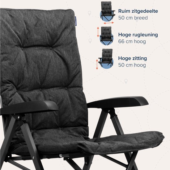 TRVLMORE Campingstuhl - Duo Pack - 150 kg Belastbarkeit - Staufach - Schwarz