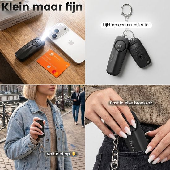 ProTrue® Persönlicher Selbstverteidigungs-Alarm-Schlüsselanhänger – 130 dB Taschenalarm mit Alarmknopf für Frauen, Kinder und Senioren – Sicherheitsalarm für Senioren mit Notrufsignal