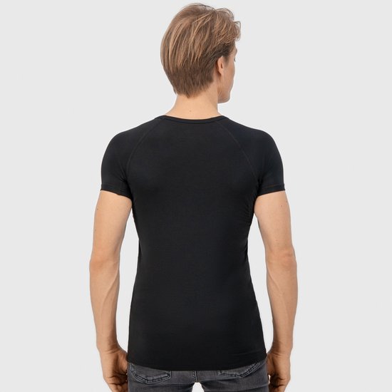 Anti-Sweat-Shirt - Fibershirts® - eingenähte Achselpads - Unterhemd - Schwarz - Rundhalsausschnitt - Herren - Größe L