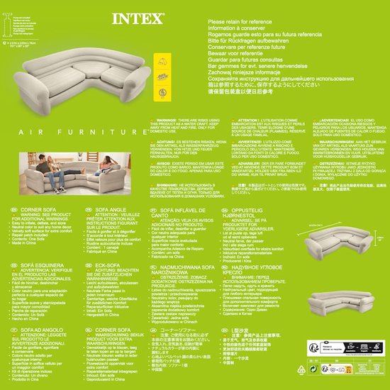 Intex Aufblasbares Ecksofa – 257 x 203 x 76 cm