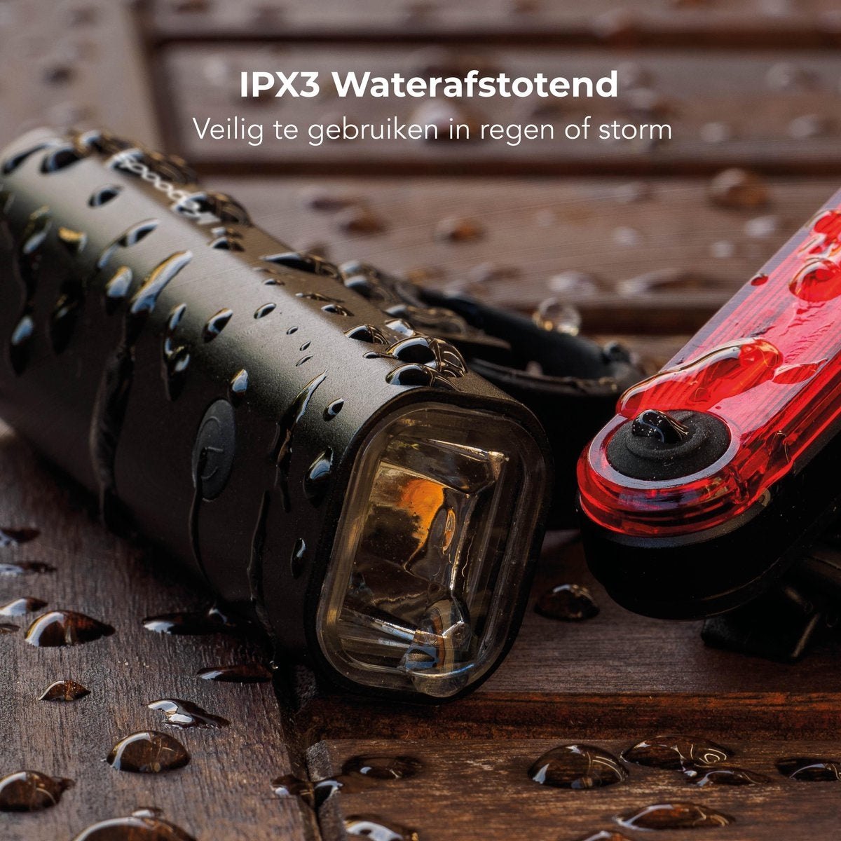 LifeGoods LED-Fahrradlicht-Set - Vorder- und Rücklicht - USB wiederaufladbar - Schwarz