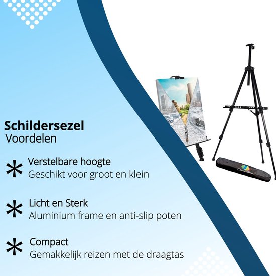 CreaTime Staffelei, verstellbar, zusammenklappbar, für Erwachsene, mit luxuriöser Schutzhülle/Tragetasche, Freiluftstaffelei