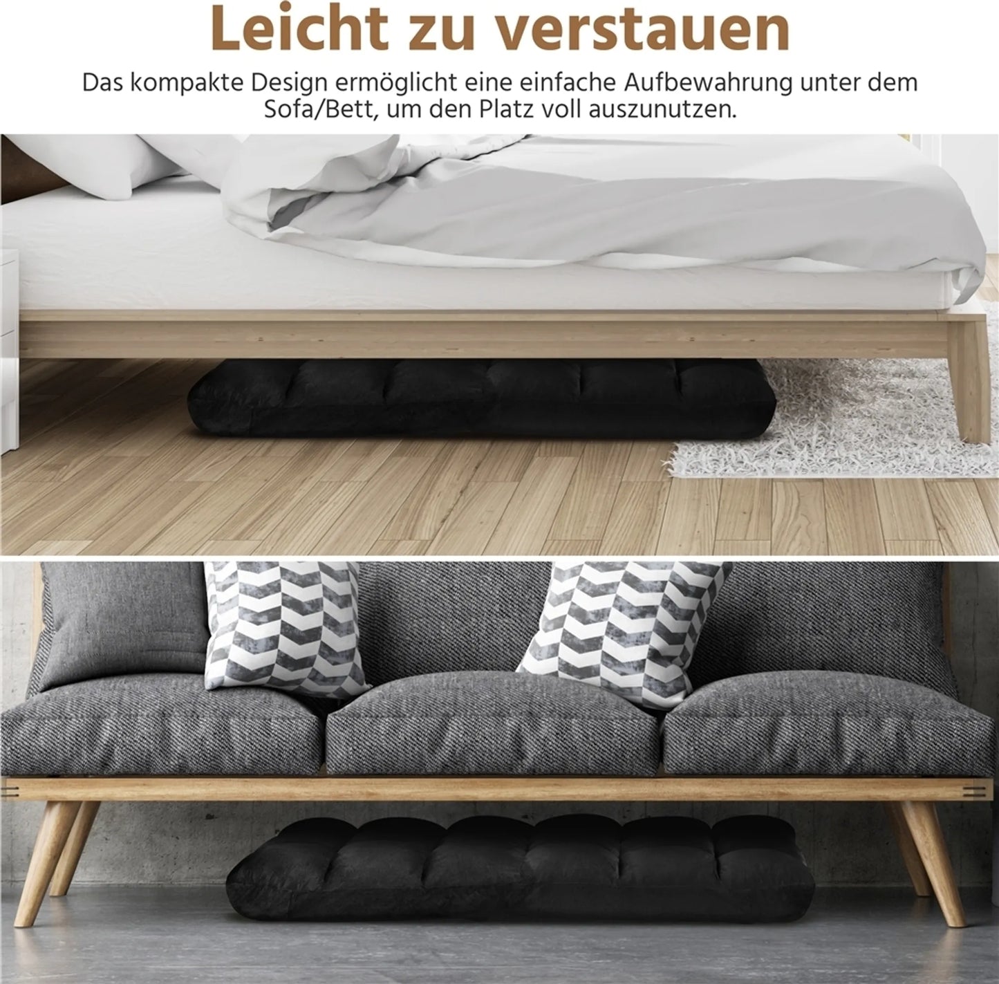 Yaheetech Boden Stuhl enthält 14 verstellbare Ständer - Features High Density Foam und robuste Metallrahmen und weichen Plüsch Stoff - für Wohnzimmer und Spielzimmer - Schwarz Polyester - 111,5 x 53 x 14 cm