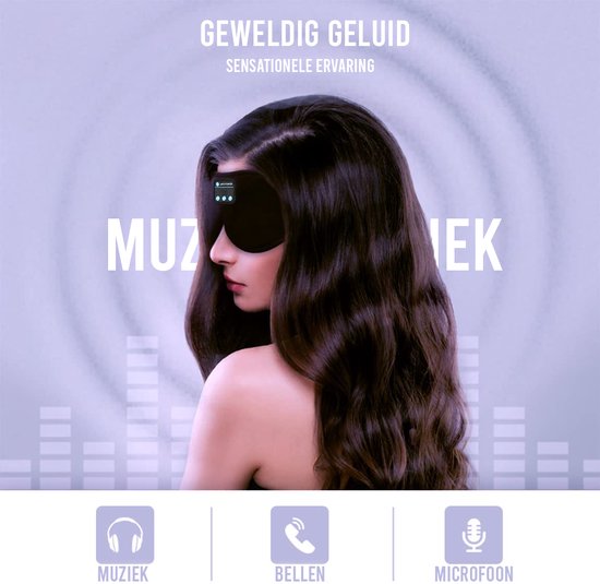 Podec Bluetooth Schlafmaske - Für Männer und Frauen - Schlaf Augenmaske - Atmungsaktives Gewebe