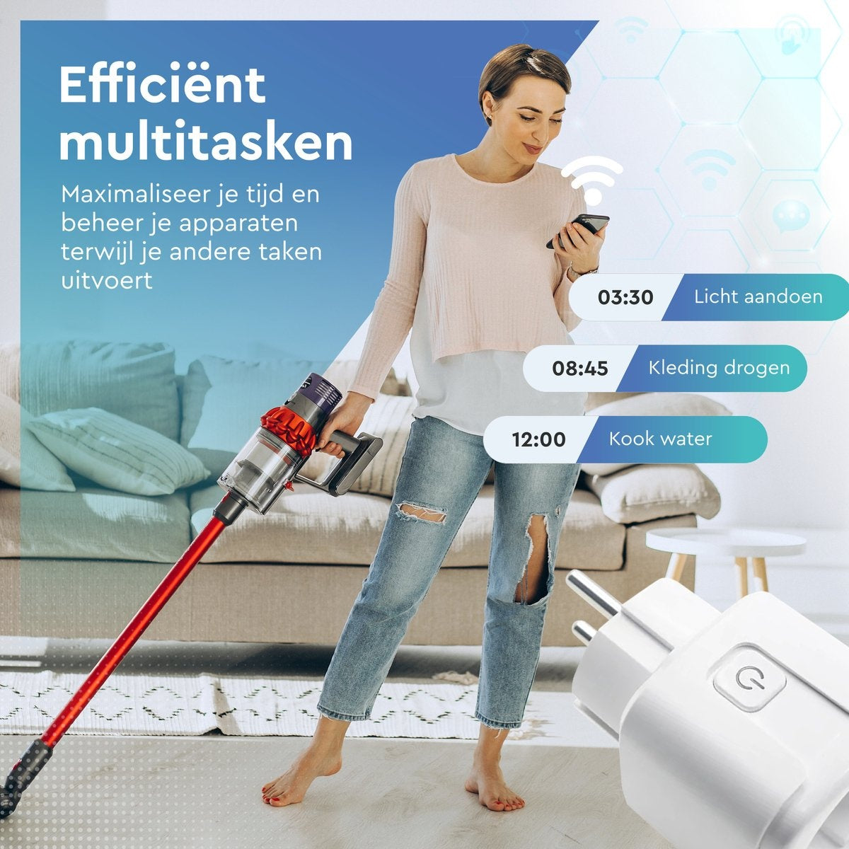 AyeWay Smart Plug mit Energiezähler - Smart Plug - WiFi Steckdose - Funktioniert mit Google Home & Alexa - iOS & Android - 1 Stück