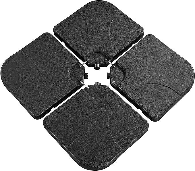 Yaheetech Sonnenschirmfuß-Set – 50 x 50 x 7,5 cm – 4-teilig – beschwerbar – Kunststoff – Schwarz