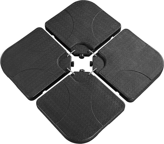Yaheetech Sonnenschirmfuß-Set – 50 x 50 x 7,5 cm – 4-teilig – beschwerbar – Kunststoff – Schwarz
