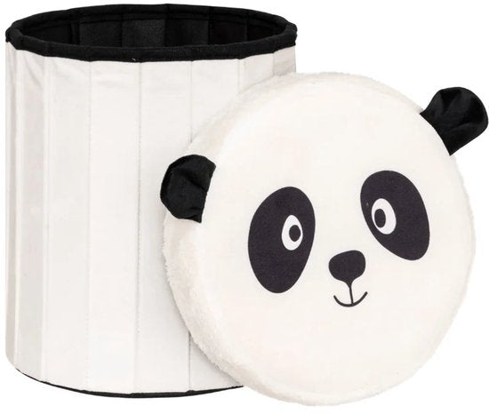 Atmosphera Panda Faltbarer Hocker – Aufbewahrungshocker – Ø 30 x H 38 cm – Schwarz/Weiß