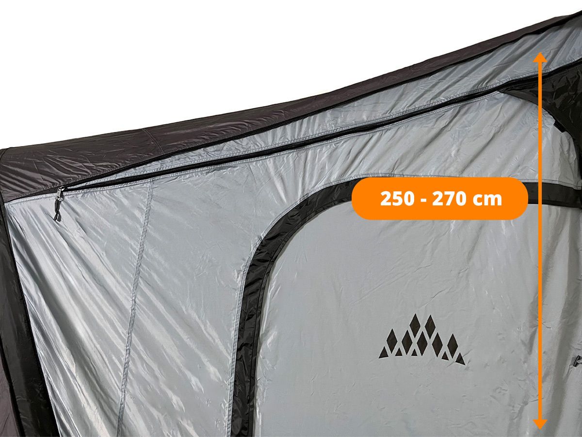 Obelink Rio 320 - Easy Air Wohnwagen- und Wohnmobilvorzelt - Schwarz mit Grau - 320cm breit