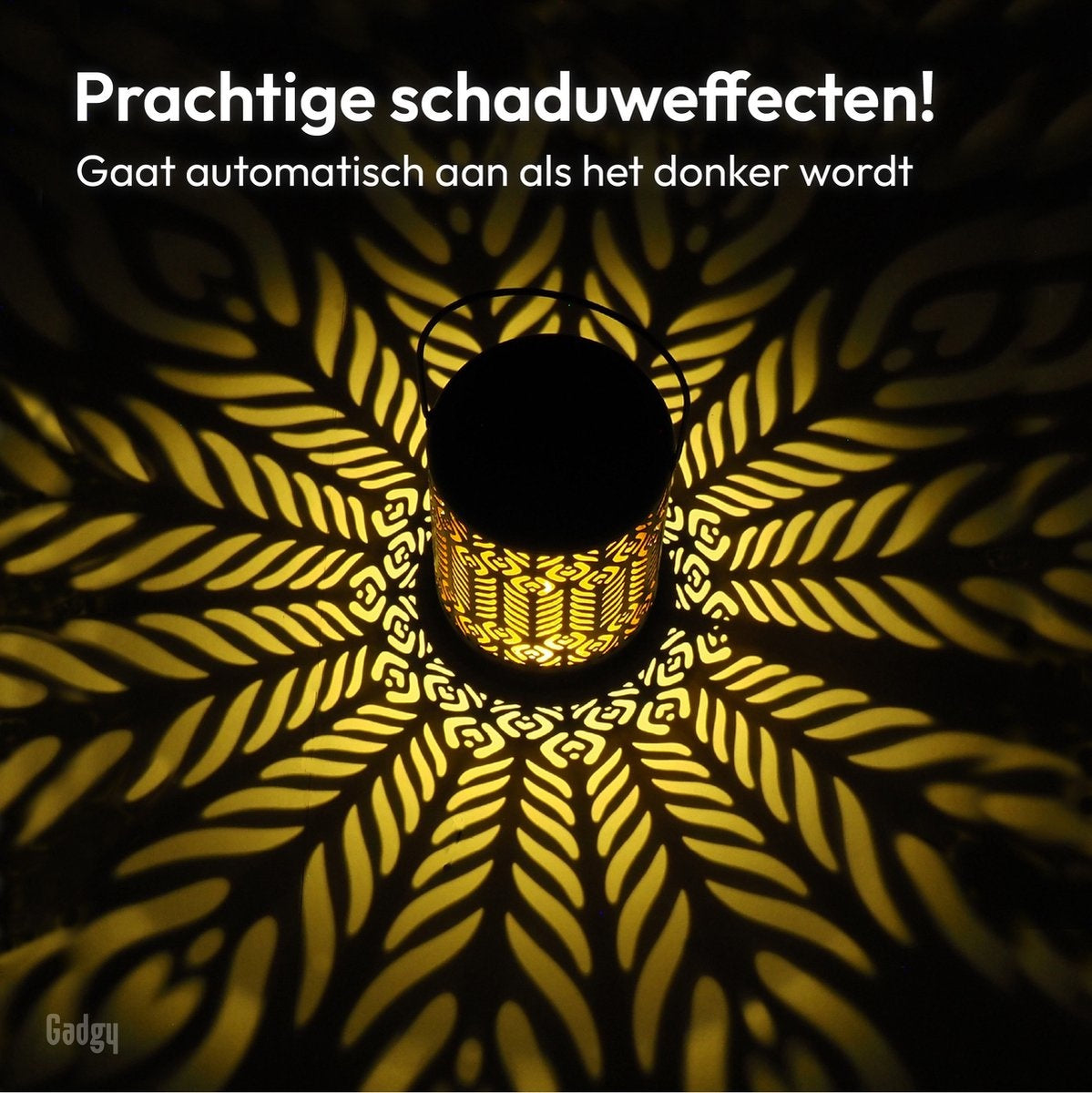Gadgy Solar Laterne Pfau - 2er Set - Schwarz/Gold - Metall - Solar Gartenbeleuchtung - Led Außenbeleuchtung mit Tag/Nacht Sensor - Tischlampe - Hängelampe - Gartenlaterne - 27 x Ã˜ 12,5 cm