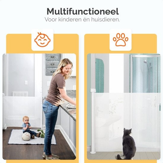 Goliving Sicherheitstor - bis 150 cm - Kindertor - Stabiles Netz - Für Babys und Hunde - Langlebiges Material