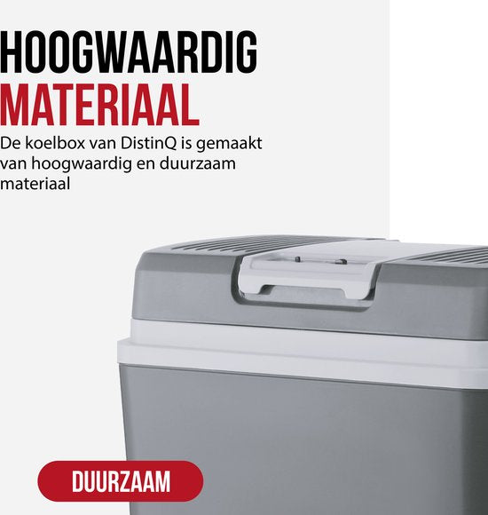 DistinQ Elektrische Kühlbox für Auto und Camping - Kühlbox elektrisch mit Heizfunktion - 12v 230 Volt - 20L - Grau