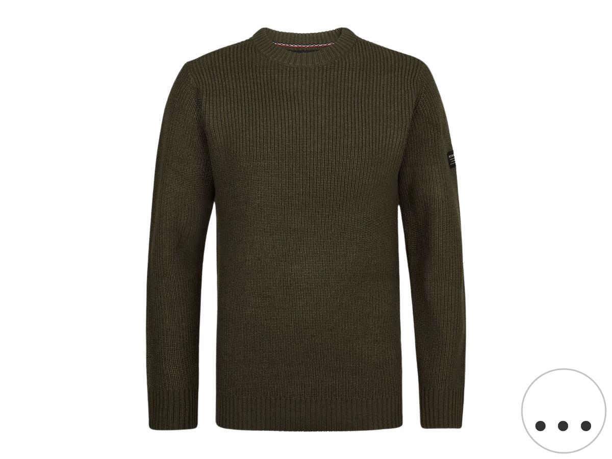 Petrol Strickpullover mit Rundhalsausschnitt – Basic-Design – Größe XXL – Deep Black
