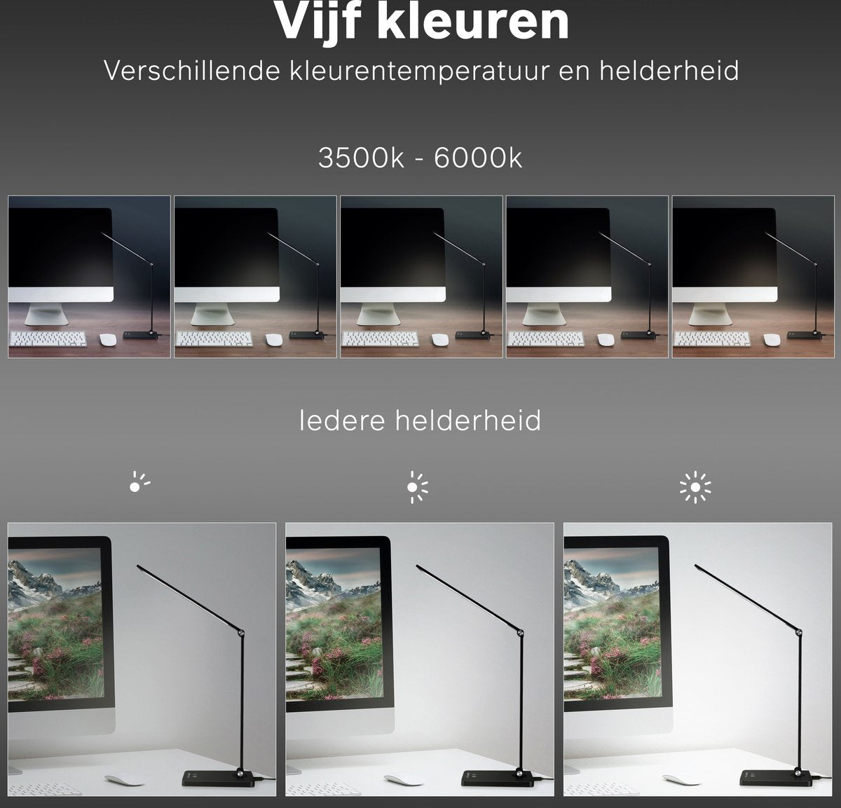 Bintoi® DL200 - Schreibtischlampe LED - Leselampe - Bettlampe - Touch Control - Dimmbar - Weißes und warmes Licht