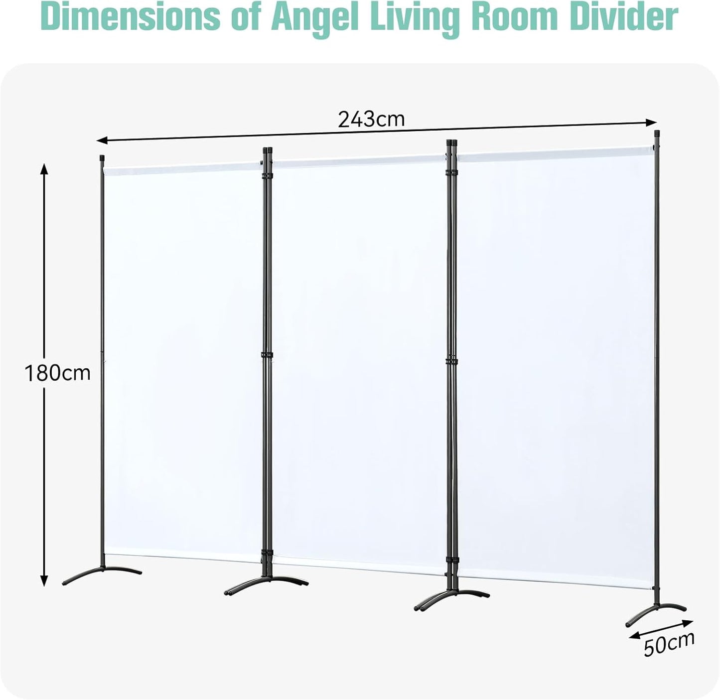 Angel Living Paravent - 3 Platten - Faltbar - 243 x 180 cm - Natur