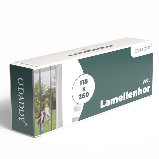 O'DADDY® Fliegengitter Lamellenvorhang - 118x260 cm - Türvorhang - Türtür - Verstellbares Design - Fiberglas - Türgitter Weiß