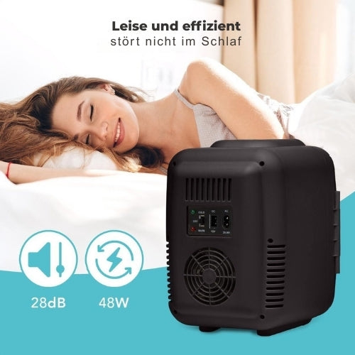 LifeGoods - Mini-Kühlschrank - 4 Liter - 100/240V / 12V - Auto-Stecker - Schwarz