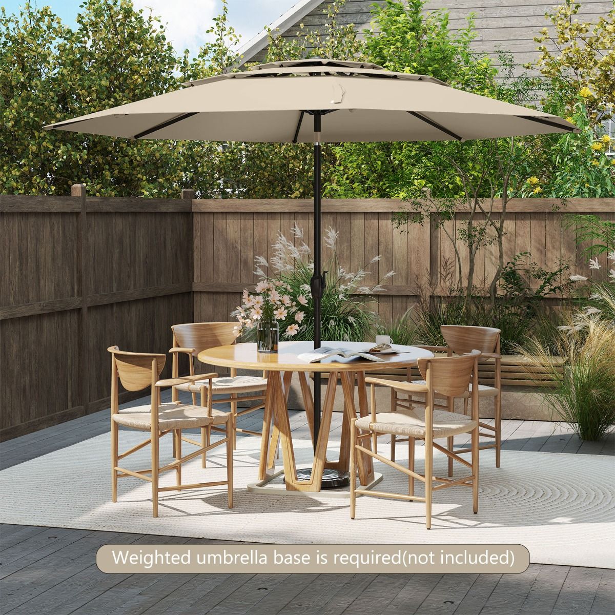 Coast Tischsonnenschirm – 3-lagig, belüftet – Neigbar mit Handkurbel – 300 cm Durchmesser – Beige