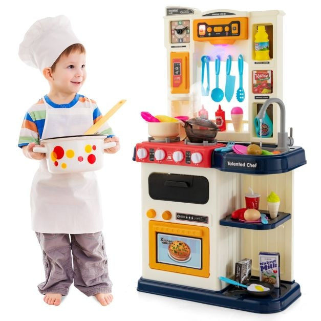 Coast 65 TLG. Leichte Kinderspielküche mit Wasserpumpe blau