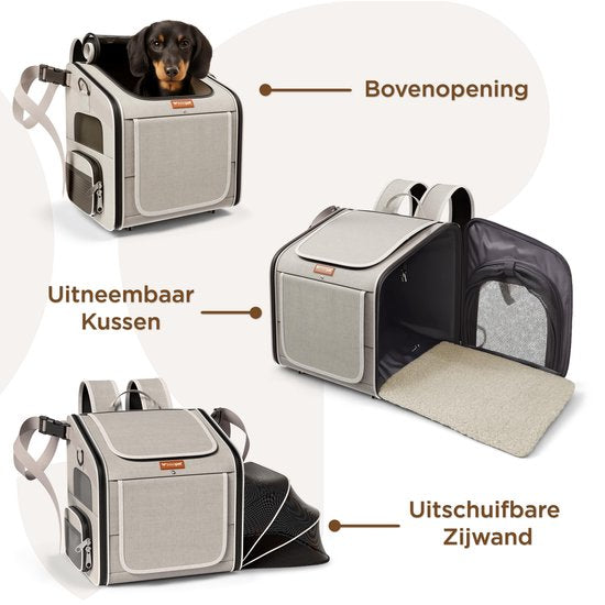 Trevopet® - Hundefahrradkorb - 4-in-1- Tragetasche, Rucksack & Autositz - Geeignet für Elektrofahrräder - Für Hunde bis 8 kg - Grau