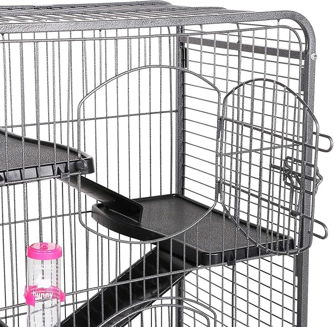 Yaheetech Nagetierkäfig 64 x 43,8 x 131,6 cm – Schwarz – Rollkäfig für Ratten, Frettchen, Chinchillas und Kaninchen