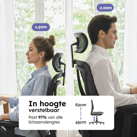 Roveo Ergonomischer Bürostuhl - Büro-Gaming-Stuhl - Spielstuhl für Erwachsene - Spielstuhl - Schwarz