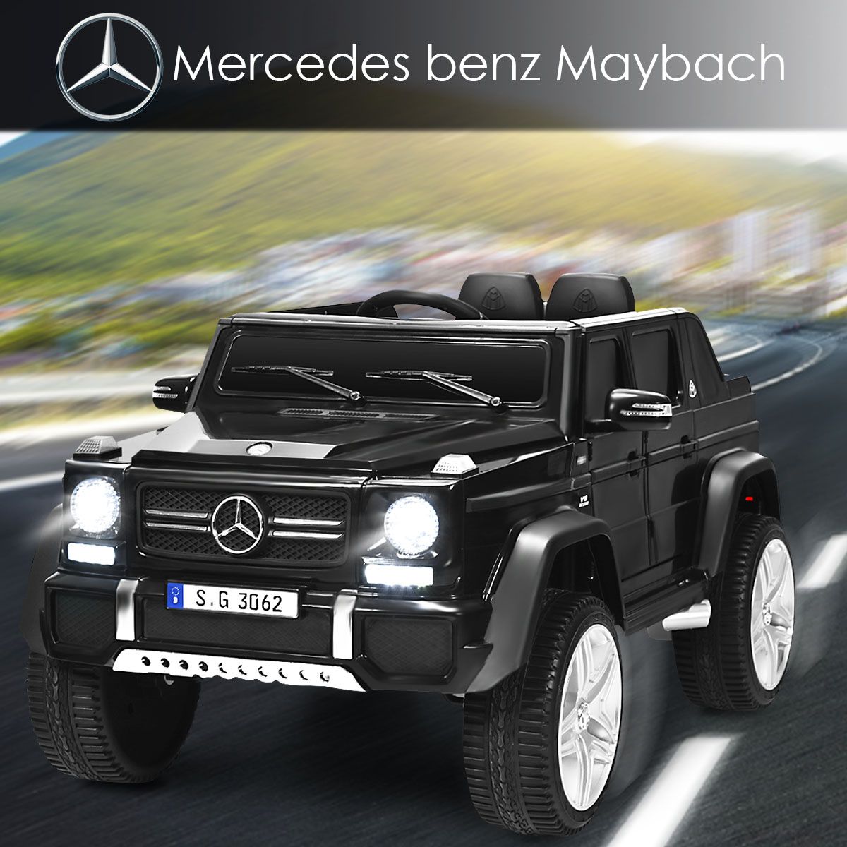 Küsten-Spielzeugauto für Kinder - mit Musik und Fernbedienung - 115 x 67 x 57 cm - Schwarz