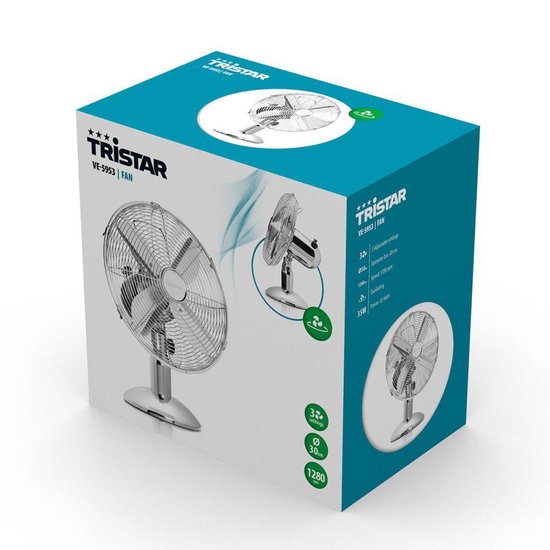 Tristar VE-5953 Tischventilator Chrom – Durchmesser 30 cm – Drei Geschwindigkeitsstufen