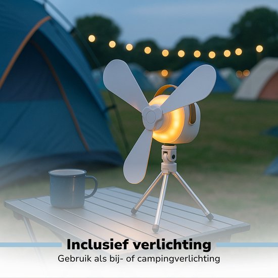 Lifetime Air Tischventilator – USB-C-aufladbarer Ventilator – Stativventilator mit Nachtlicht und Fernbedienung – Ventilator mit Fernbedienung und 3 Geschwindigkeitsstufen – Weiß