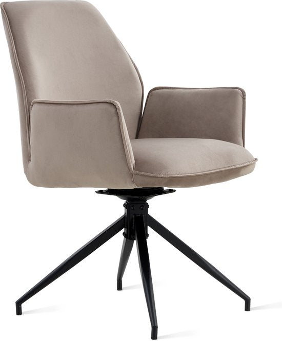 Multifurn Esszimmerstuhl - 2er-Set - 180° drehbar - 57 x 63 x 90 cm - Taupe