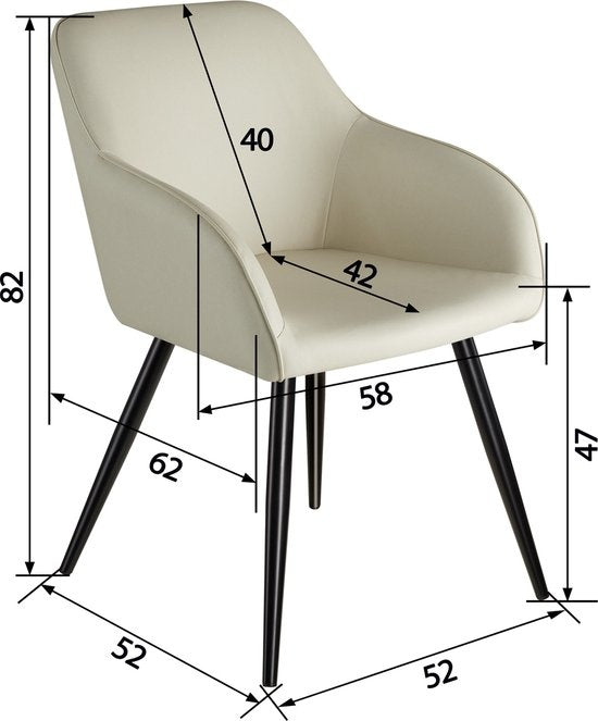 tectake - Stuhl Marilyn Stoff creme/schwarz