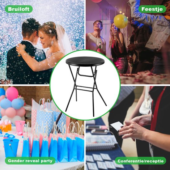 Bardi 2 x Stand Tisch Zusammenklappbar 80 x 110 cm. Schwarz