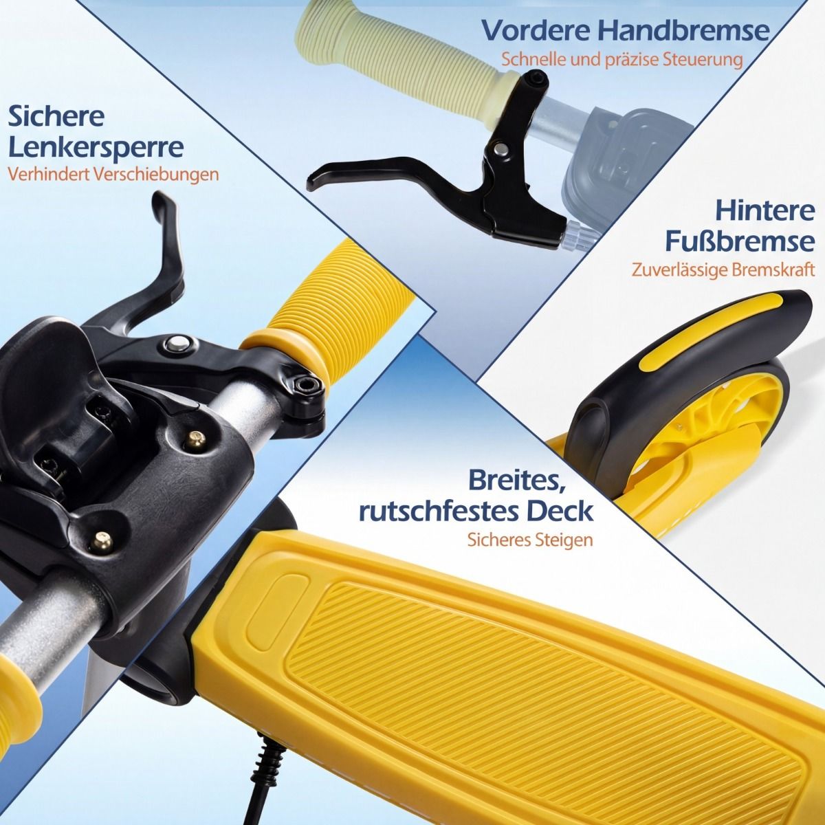 Coast Klapp-Tretroller – LED-Räder – Verstellbarer Lenker – Gelb