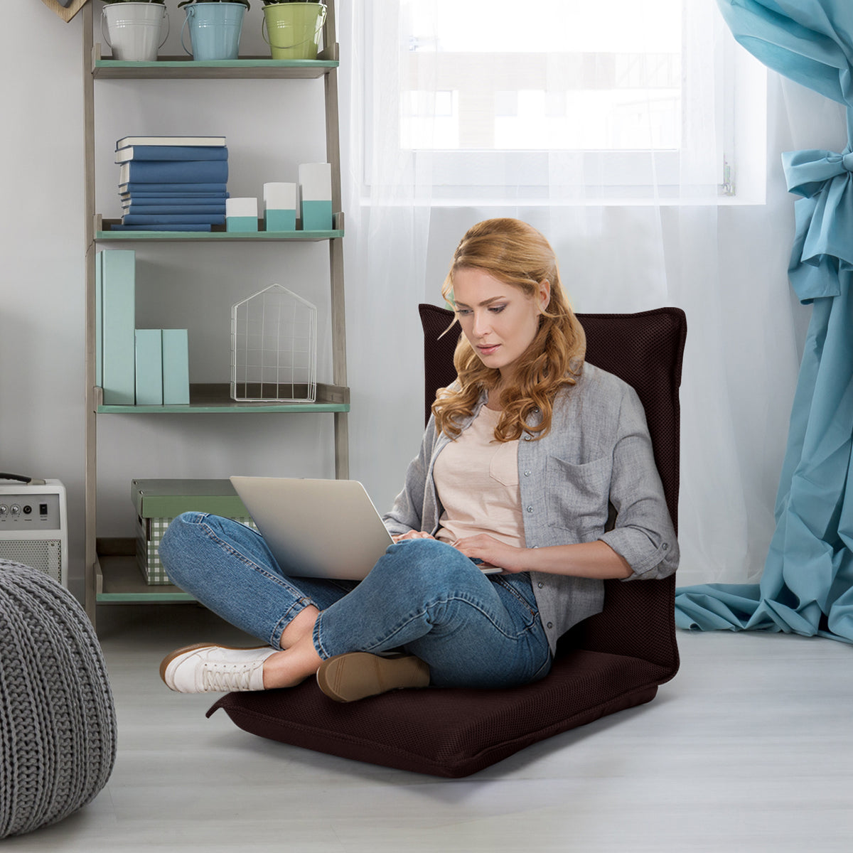 Coast Bodensofa Bodensessel mit 6-stufig verstellbarer Rückenlehne Meditationsstuhl Kaffee