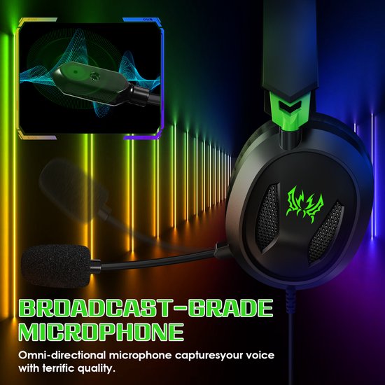 KOTION EACH G3100 Gaming-Headset – Over-Ear-Kopfhörer mit Mikrofon – Geeignet für Nintendo Switch, PS5, PS4, Xbox Series X|S, Xbox One, Mobilgeräte und PC – Schwarz-Grün