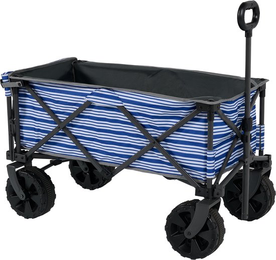 Tristar Transportwagen mit Ladeklappe, 70 kg Tragkraft – 94 x 49 x 58 cm - Zusammenklappbarer Strandwagen für Strand, Festival, Camping, Garten, Tagesausflüge – Stabiler Harmonika-Rahmen – Strandwagen, Transportwagen, Ziehwagen – Inklusive Aufbewahrungsta