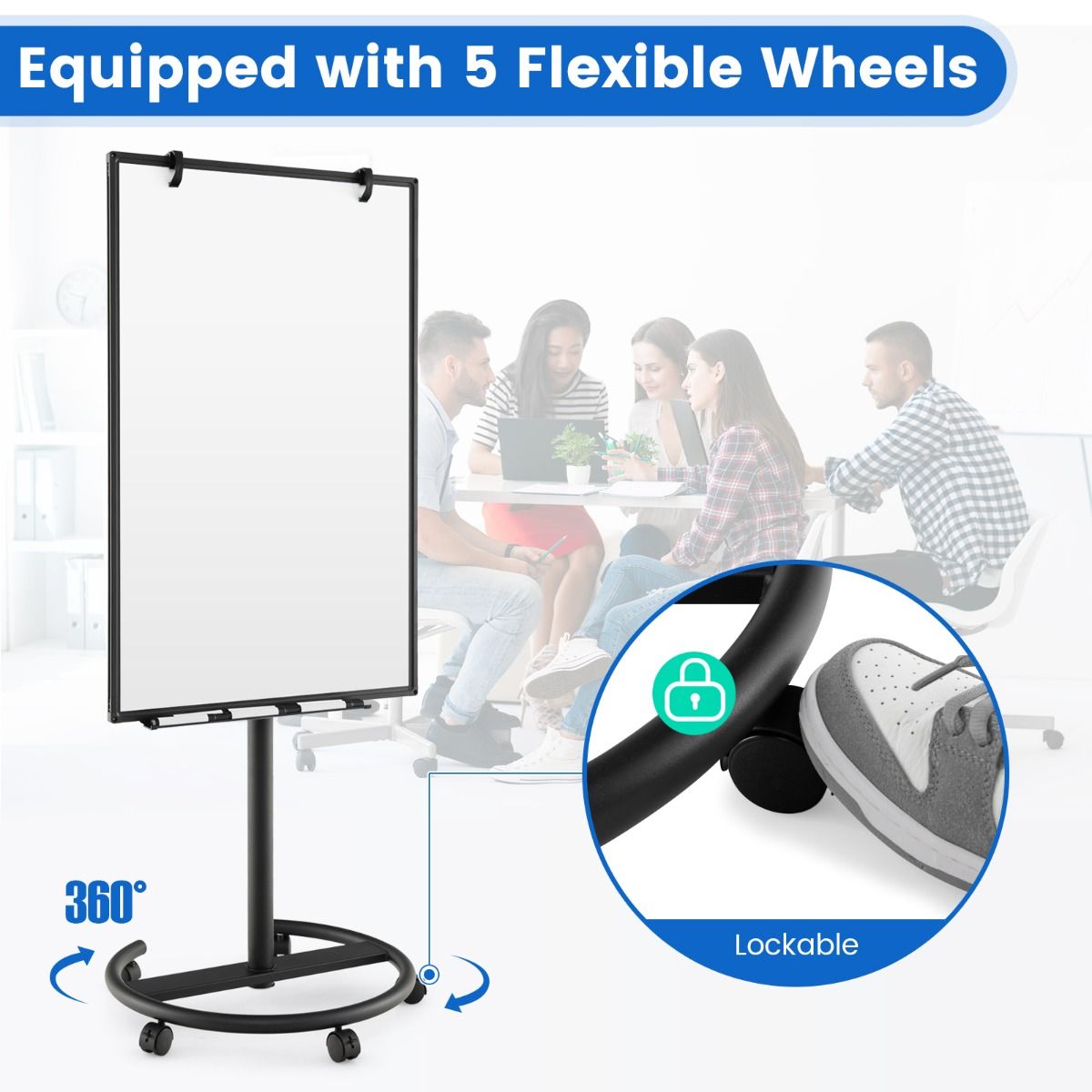 Coast Magnetisches Whiteboard - Inklusive Zubehör - Mobil - 100 x 65 cm - Schwarz