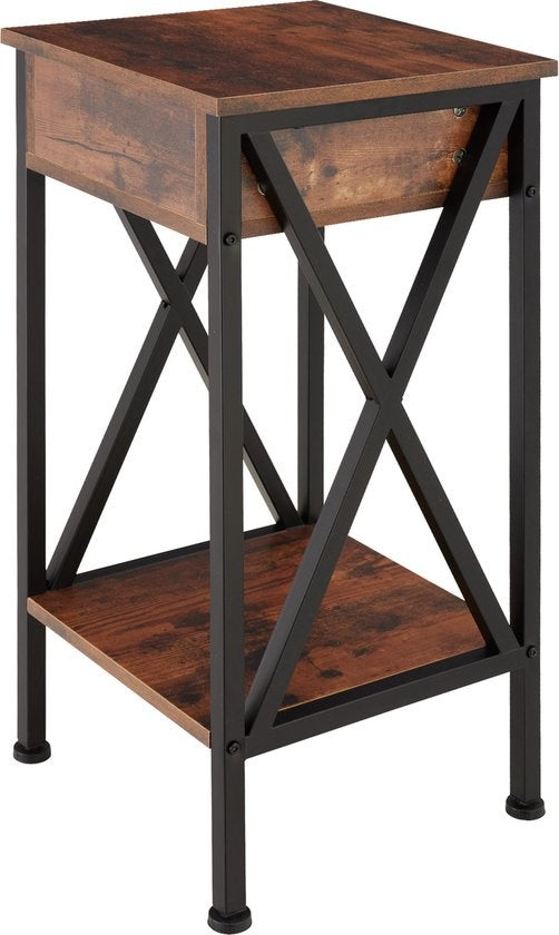 tectake - Beistelltisch Dayton - industriell - dunkelbraun - 35 x 35 x 70,5 cm - 404451