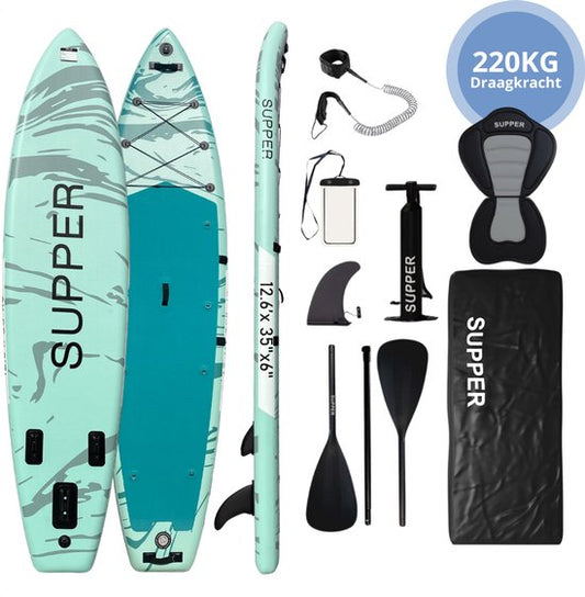 Supper - Sup Board XL - Max 220KG - Aufblasbar - 381 x 81 cm - Türkis