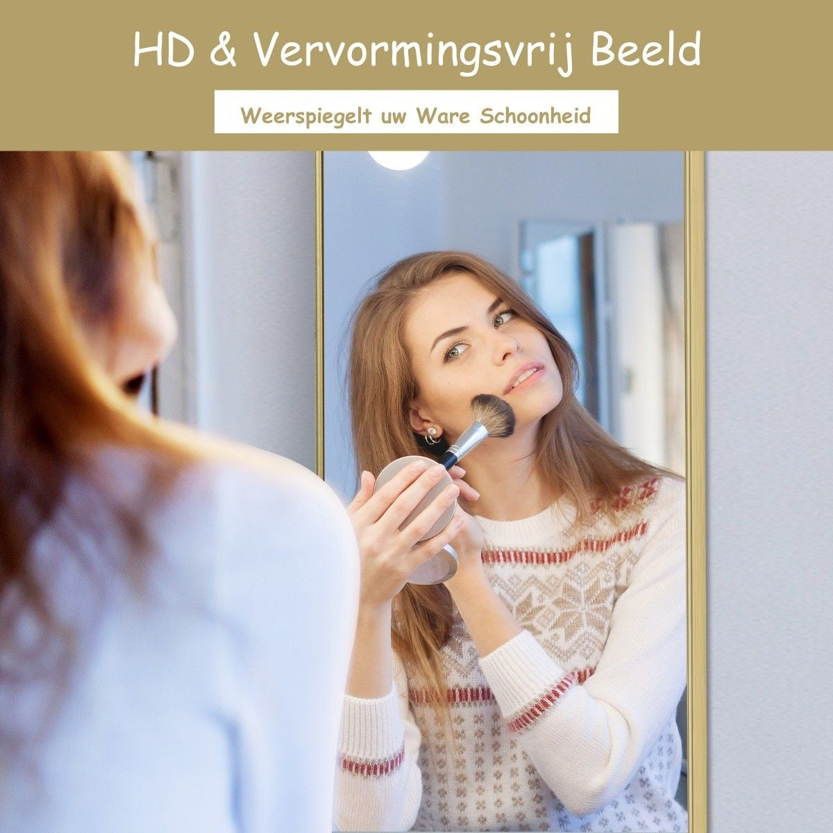 Coast 37 x 120 cm Ganzkörperspiegel mit höhenverstellbaren Hängehaken Wandspiegel Golden