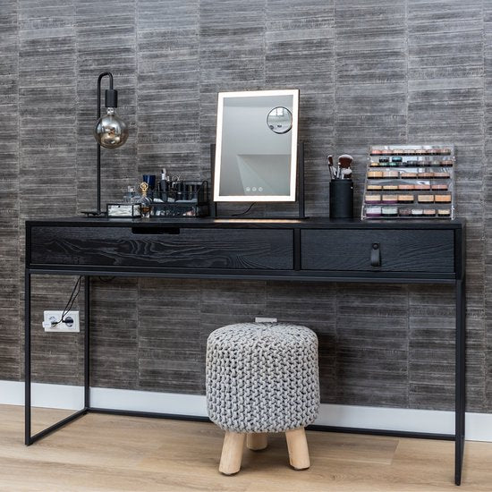 Mirlux Make Up Hollywood Spiegel mit Beleuchtung (44x30cm) Vision - Dimmbare LED-Lampe Licht - Schwarz