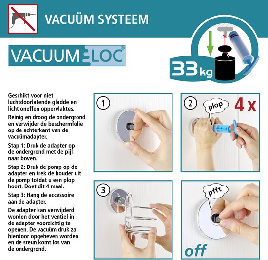 WENKO Vacuum-Loc Handtuchhaken, 2er-Set, Chrom – Wandhaken – Handtuchhalter – Handtuchhaken – Befestigung ohne Bohren